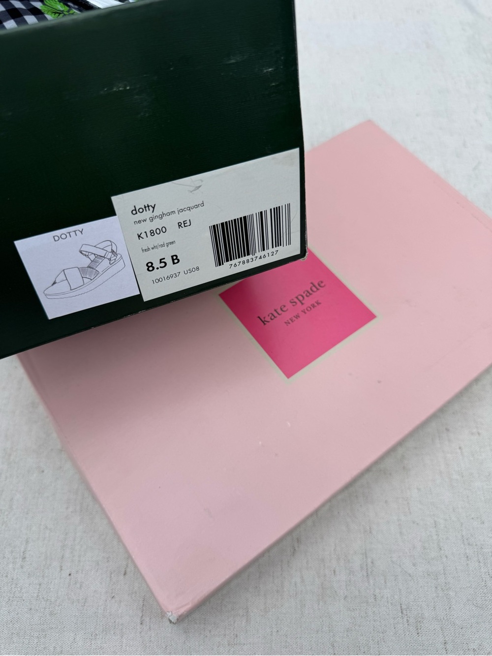 NEW Kate Spade dotty new gingham jacquard sandals - Picture 9 of 10